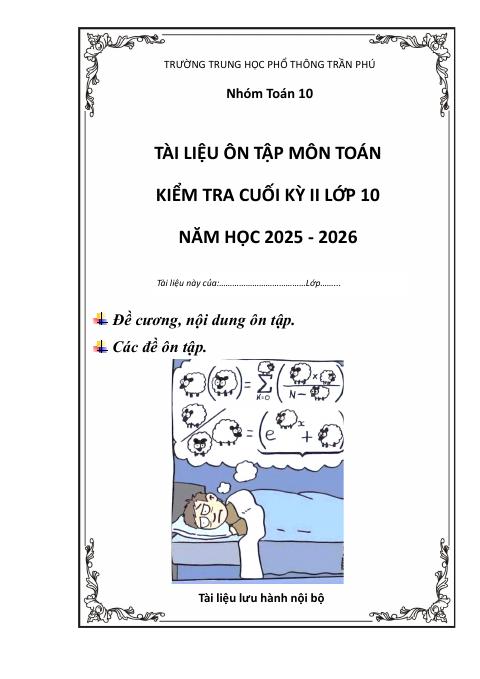 Đề cương ôn tập Học kì 2 Toán 10 trường THPT Trần Phú (Đà Nẵng) năm 2025–2026